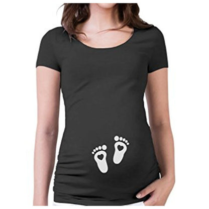 Slim Fit Maternity Funny Letter T-Shirts for Women