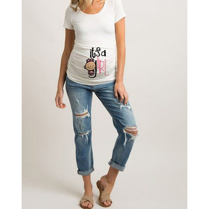 Slim Fit Maternity Funny Letter T-Shirts for Women