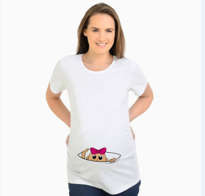 Slim Fit Maternity Funny Letter T-Shirts for Women