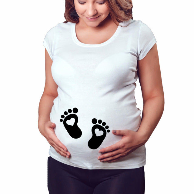 Slim Fit Maternity Funny Letter T-Shirts for Women