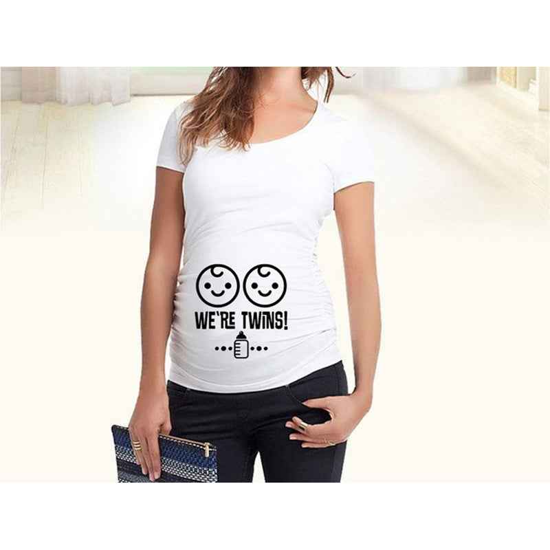 Slim Fit Maternity Funny Letter T-Shirts for Women