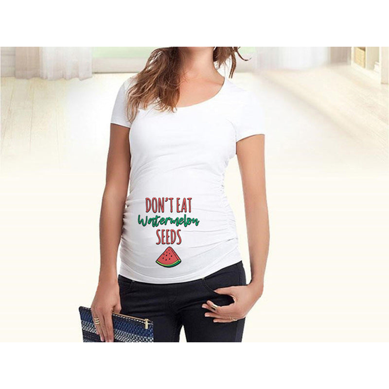Slim Fit Maternity Funny Letter T-Shirts for Women