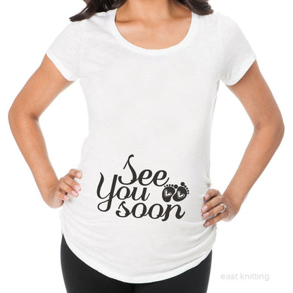 Slim Fit Maternity Funny Letter T-Shirts for Women
