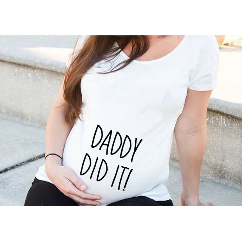 Slim Fit Maternity Funny Letter T-Shirts for Women