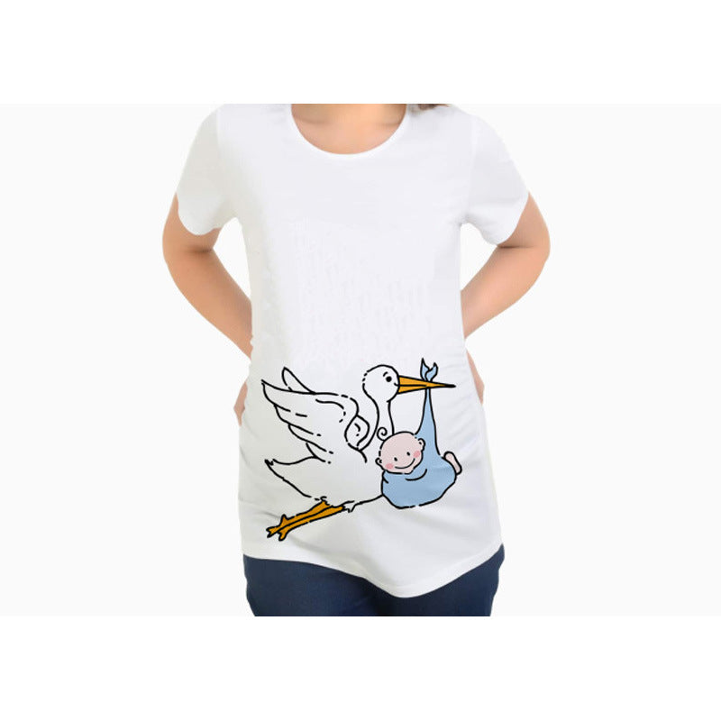 Slim Fit Maternity Funny Letter T-Shirts for Women