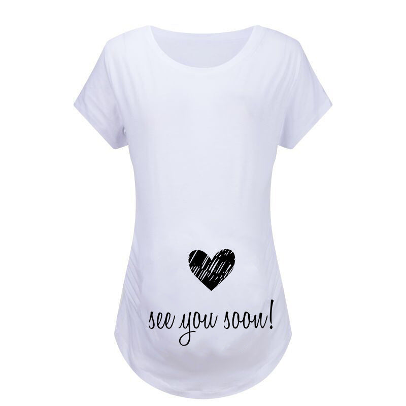 Slim Fit Maternity Funny Letter T-Shirts for Women