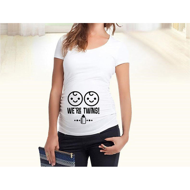 Slim Fit Maternity Funny Letter T-Shirts for Women