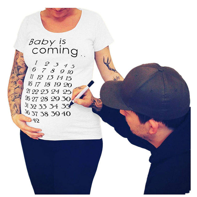 Slim Fit Maternity Funny Letter T-Shirts for Women