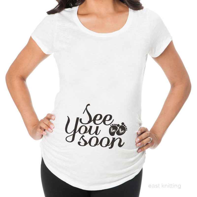 Slim Fit Maternity Funny Letter T-Shirts for Women